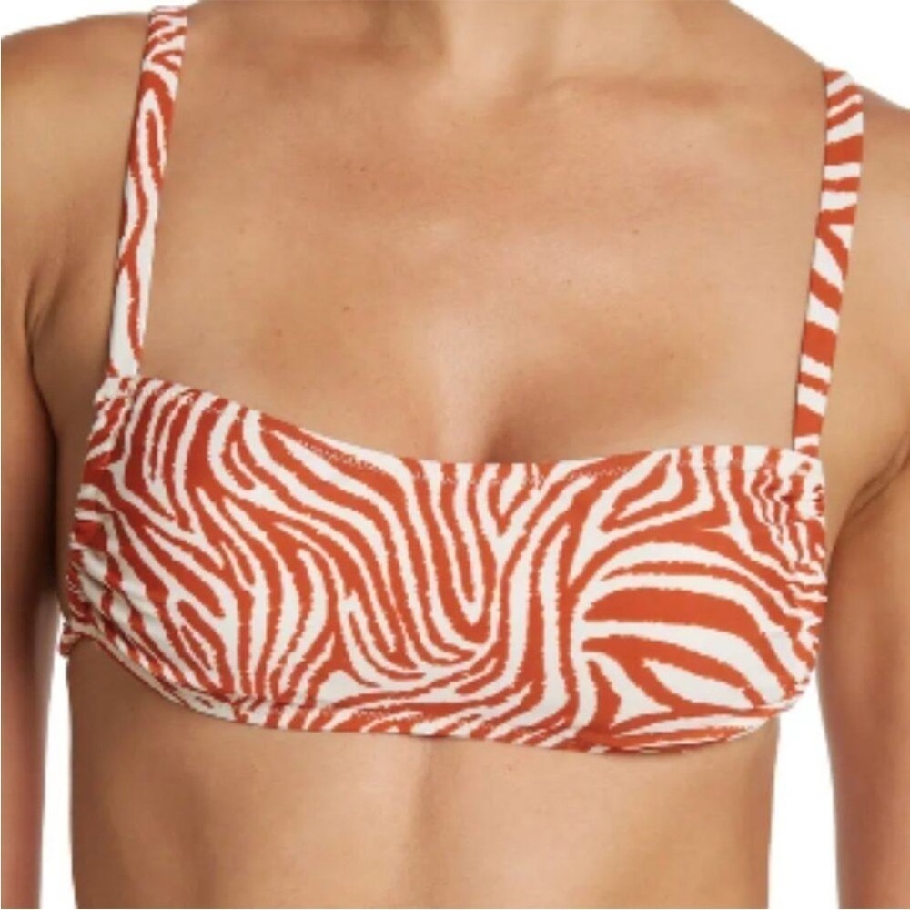 NWT Kendall & Kyle tiger print in rust and white bikini top size XL